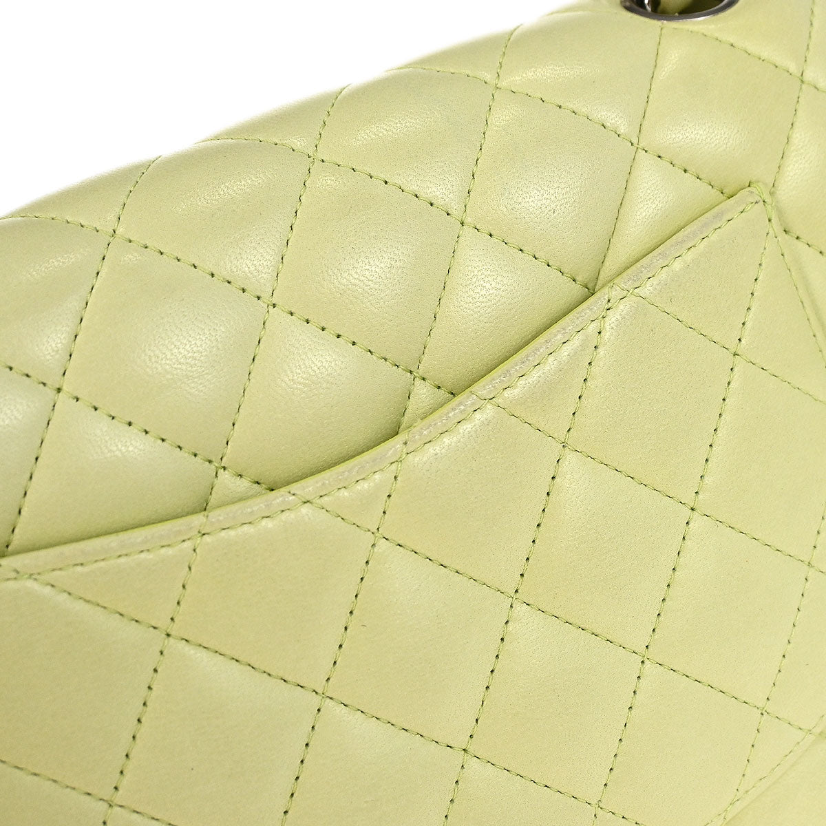 Chanel * 2011 Light Green Lambskin Medium Classic Double Flap Shoulder Bag