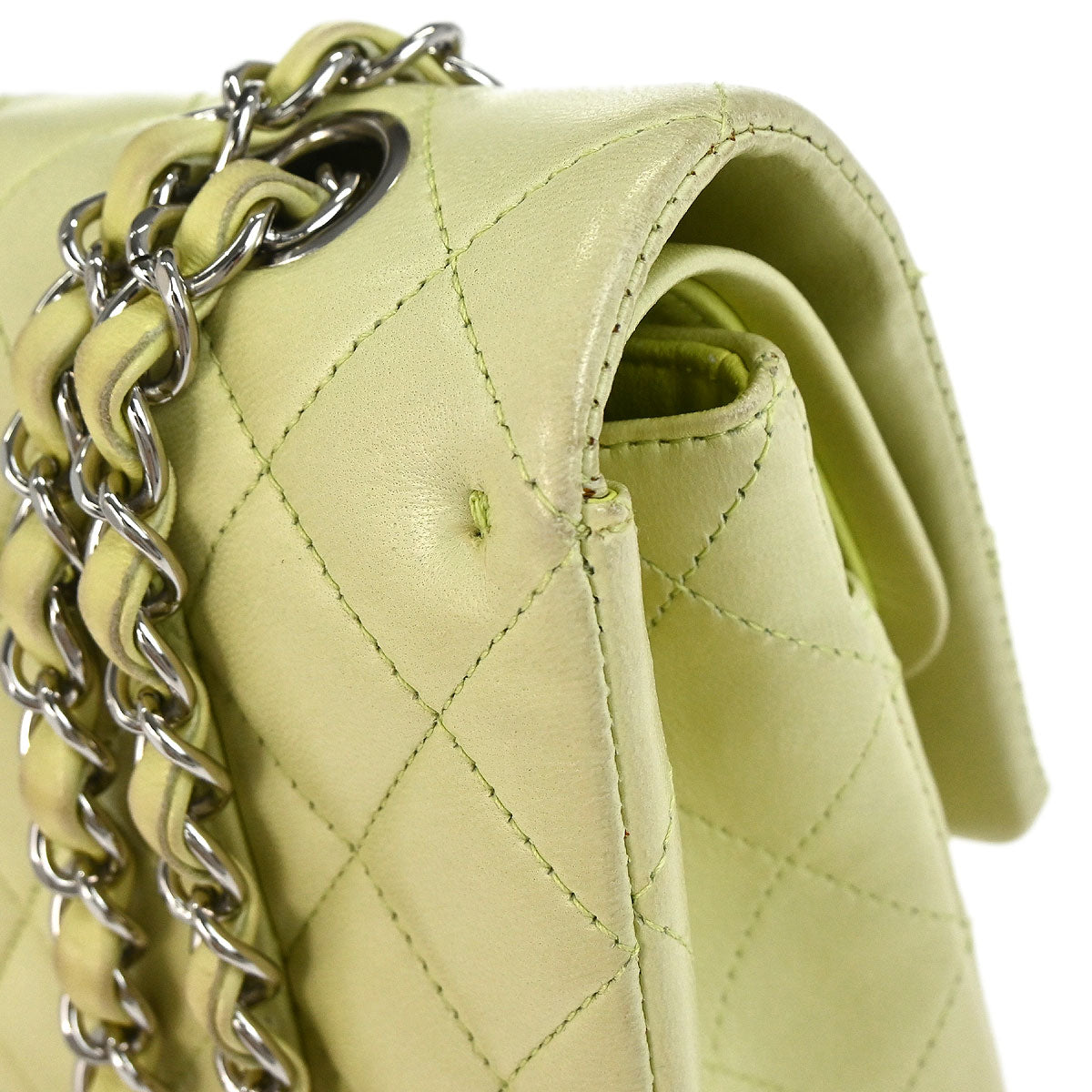 Chanel * 2011 Light Green Lambskin Medium Classic Double Flap Shoulder Bag