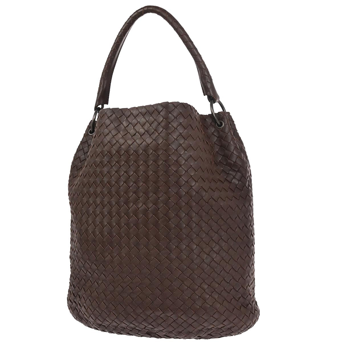 Bottega Veneta Brown Lambskin Intrecciato Handbag