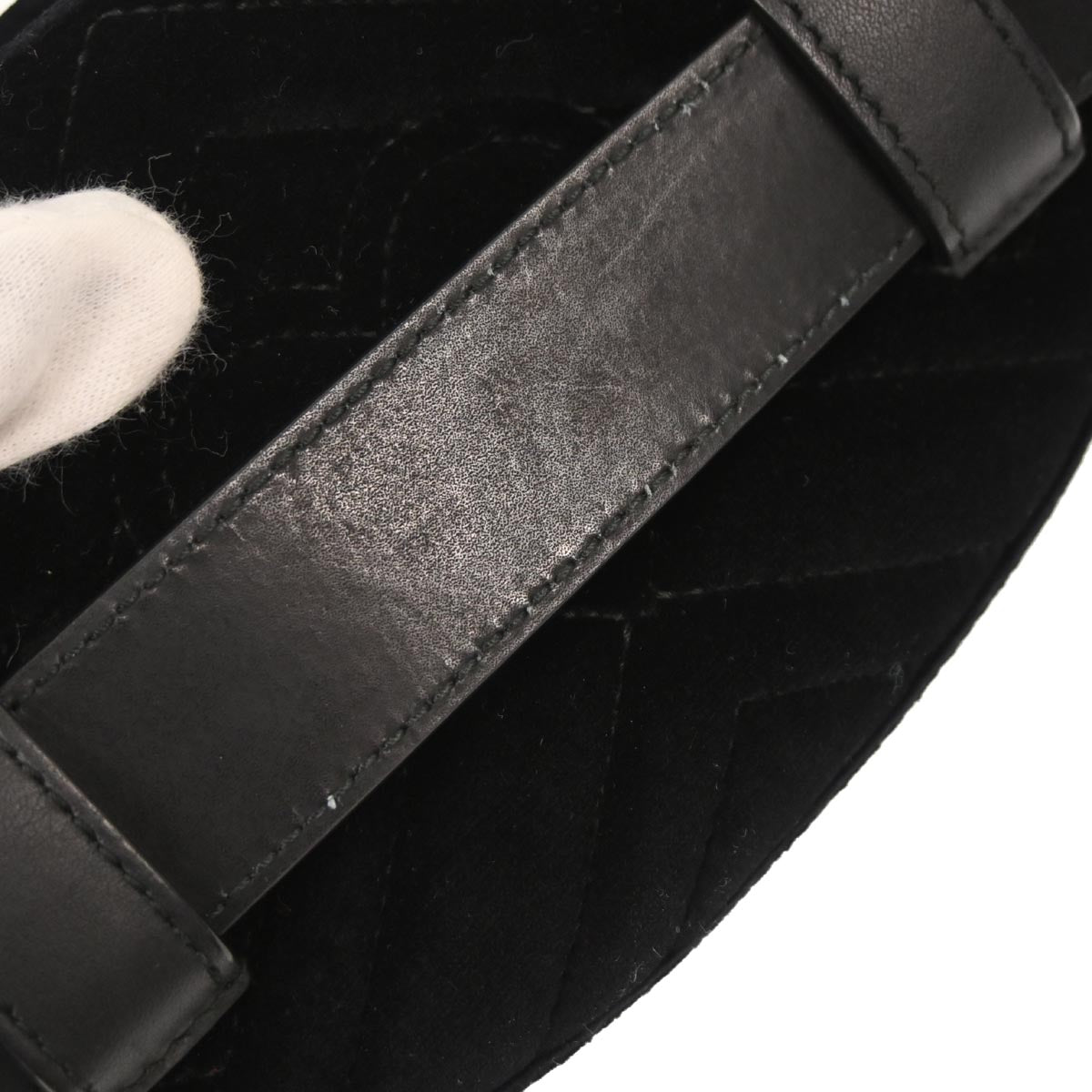 Gucci Black Velvet GG Marmont Belt Bum Bag