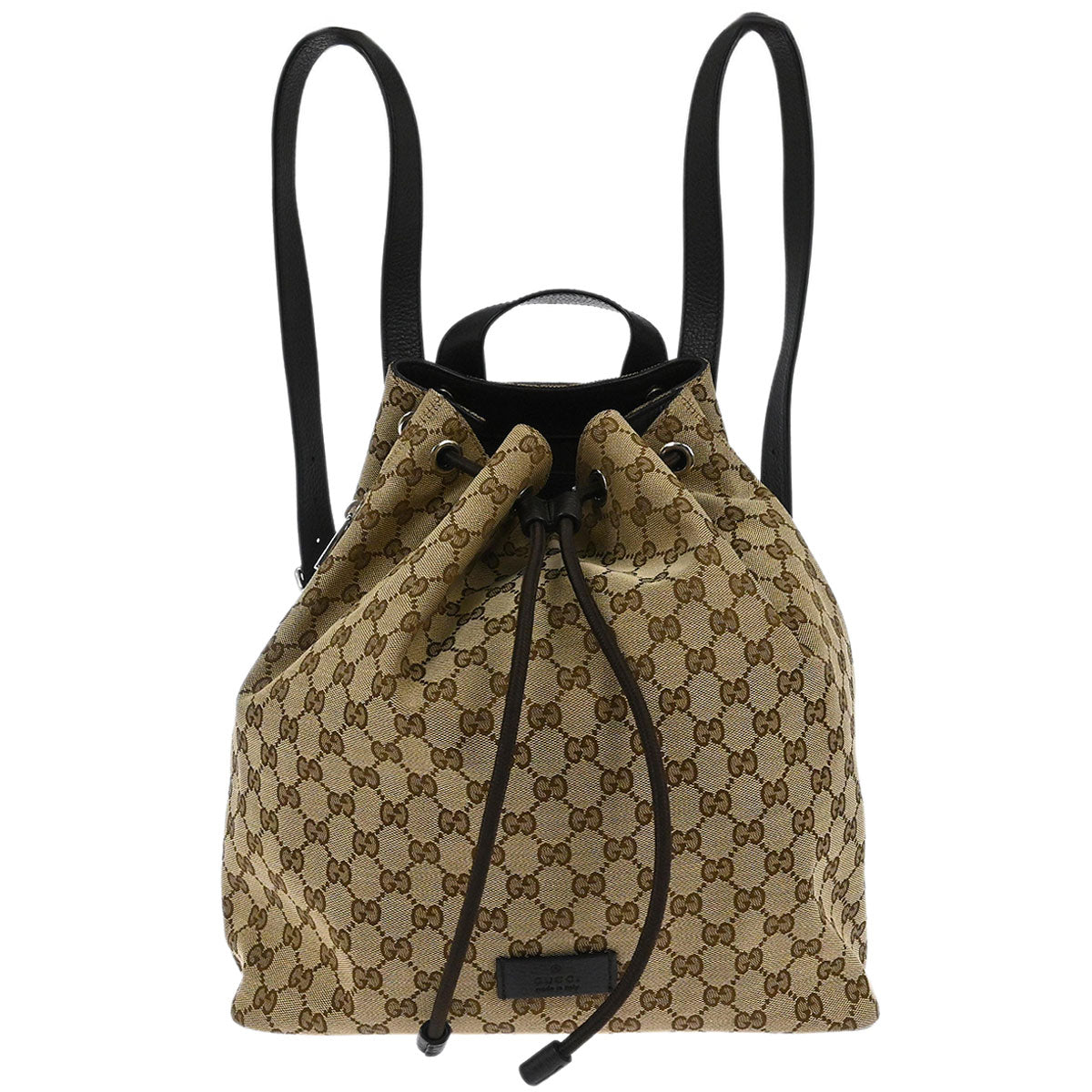 Gucci Brown Beige GG Drawstring Backpack