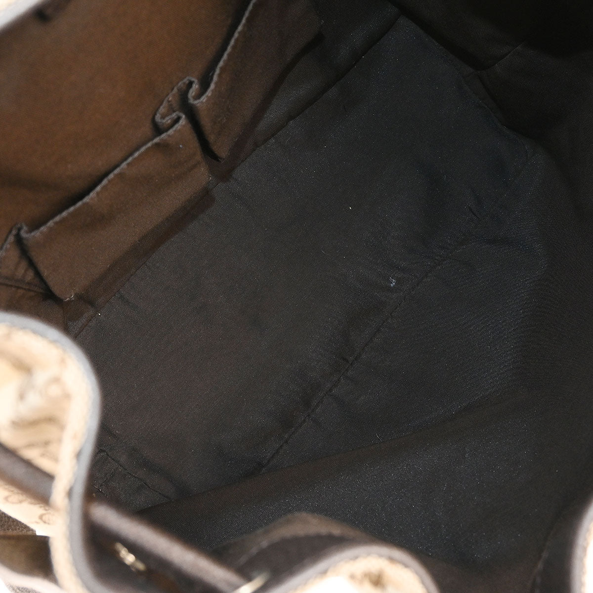 Gucci Brown Beige GG Drawstring Backpack