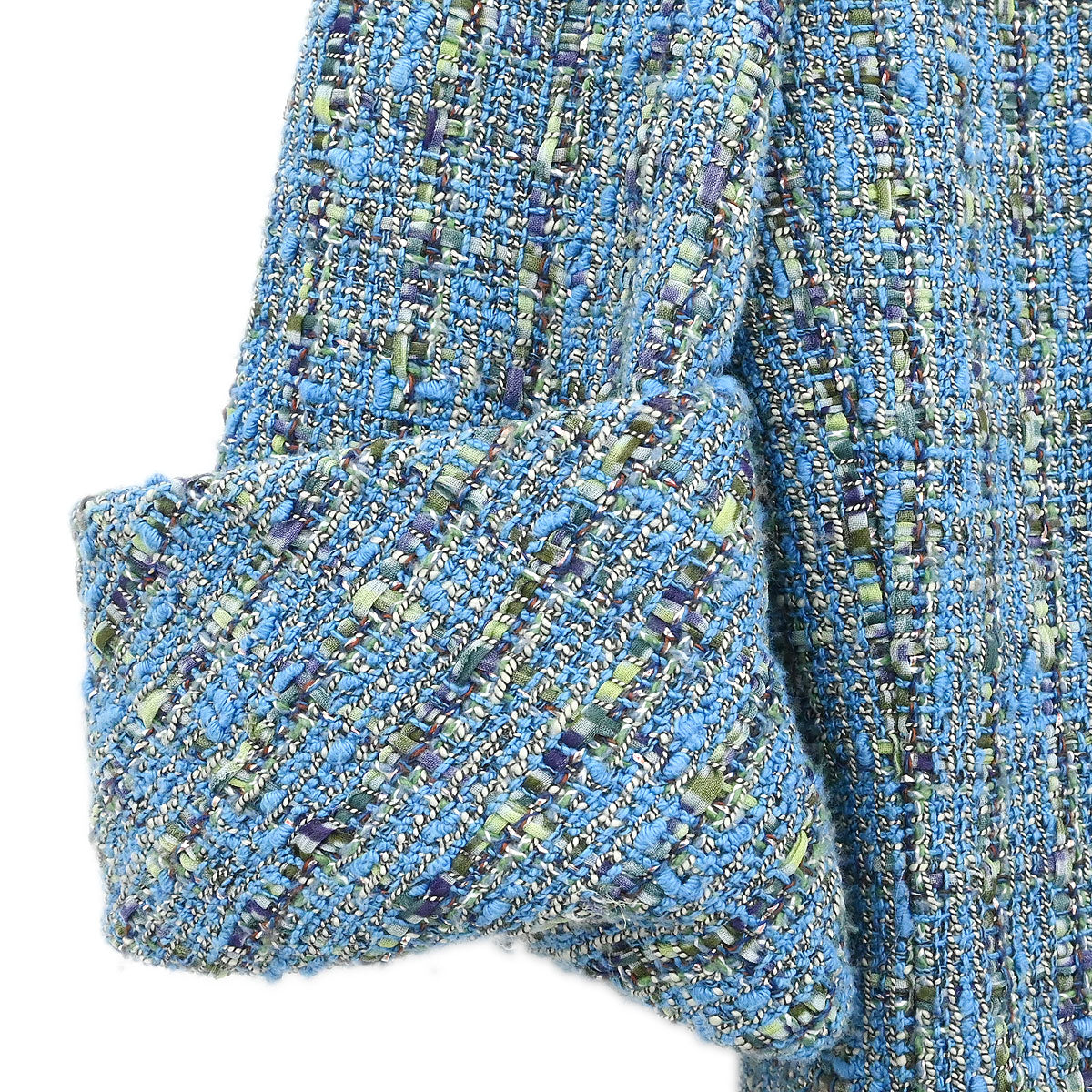 Chanel 2017 Short Sleeve Tweed Jacket Coat Blue #36