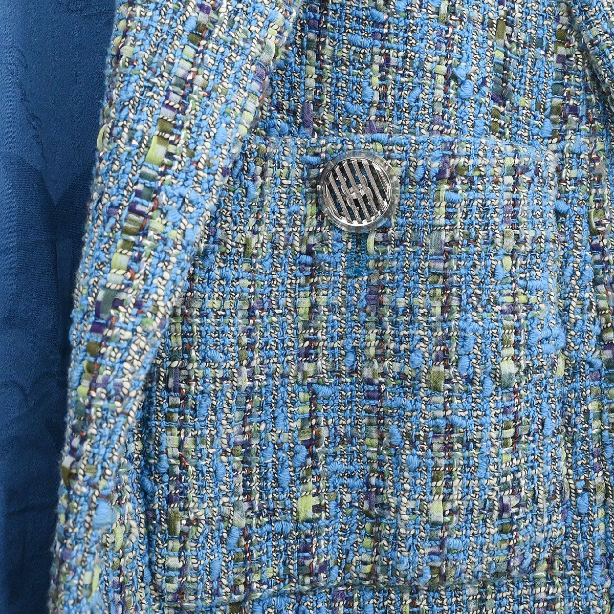 Chanel 2017 Short Sleeve Tweed Jacket Coat Blue #36