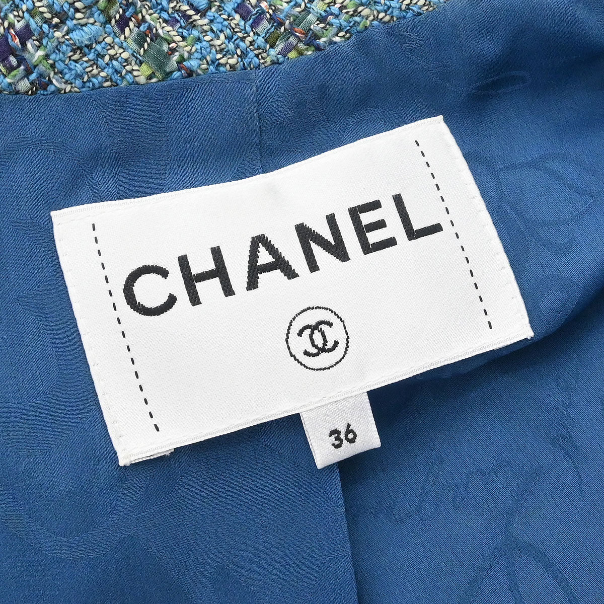 Chanel 2017 Short Sleeve Tweed Jacket Coat Blue #36