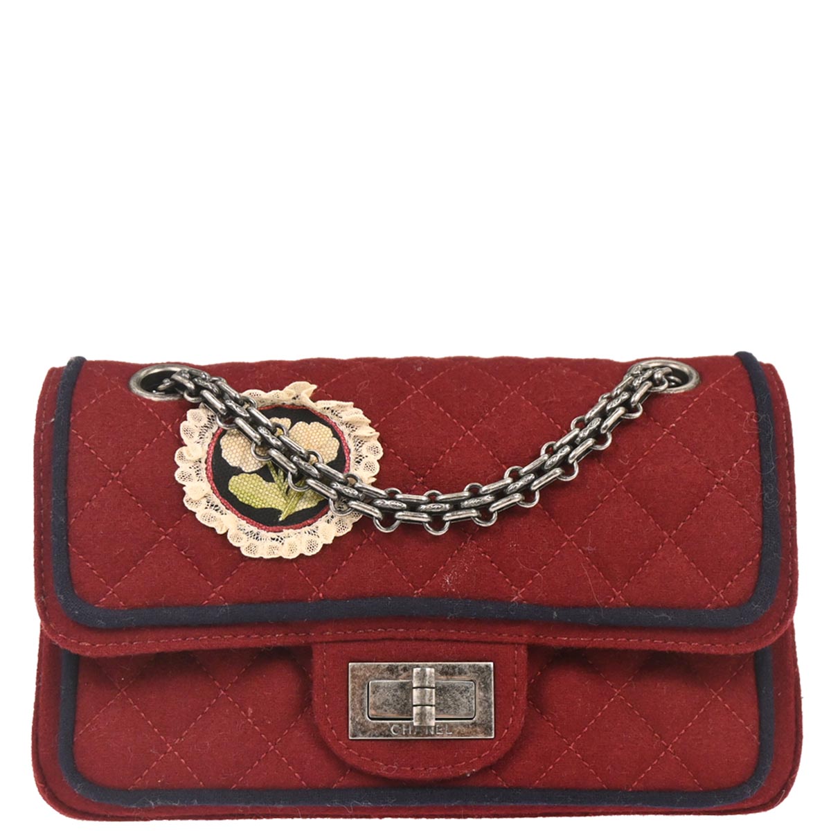 Chanel 2015-2016 Red Wool 2.55 Classic Double Flap Shoulder Bag