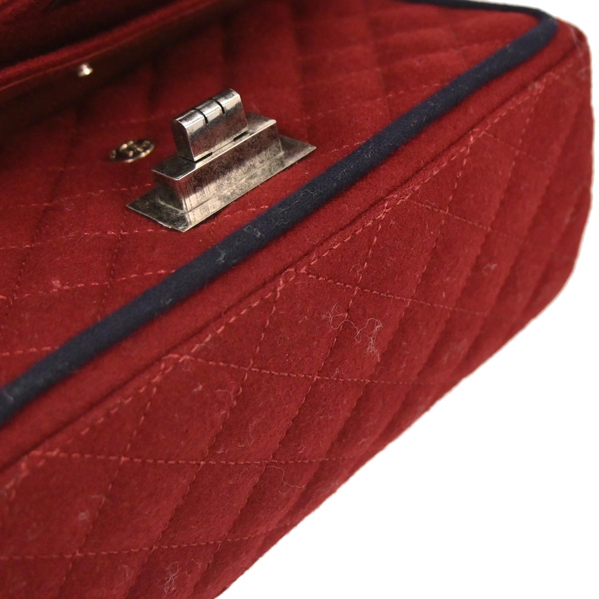 Chanel 2015-2016 Red Wool 2.55 Classic Double Flap Shoulder Bag