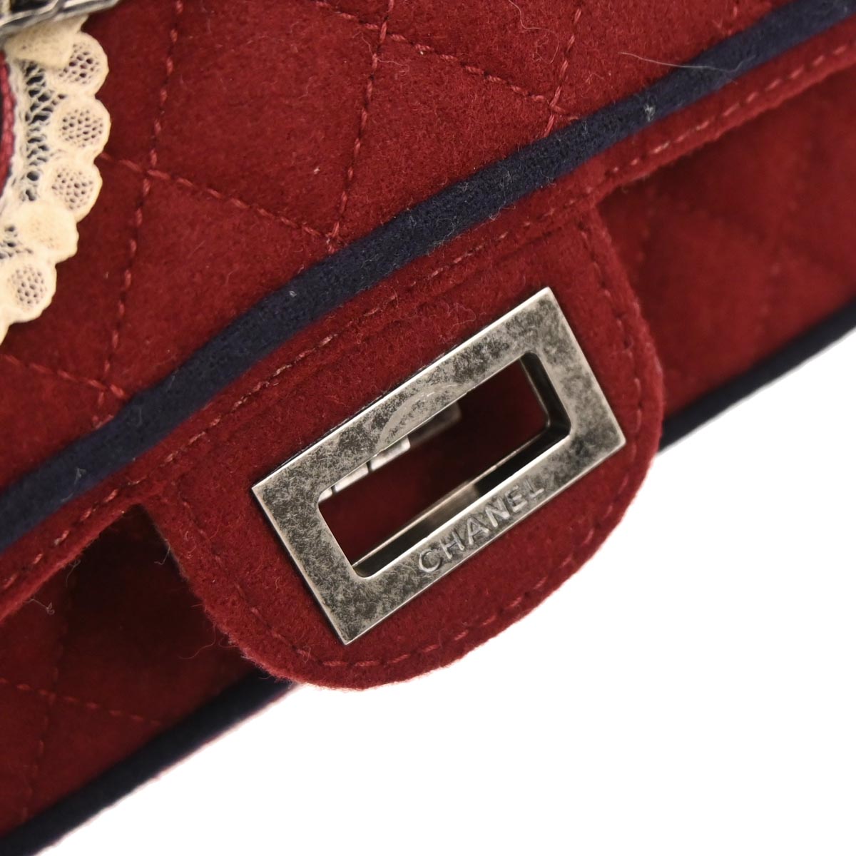 Chanel 2015-2016 Red Wool 2.55 Classic Double Flap Shoulder Bag