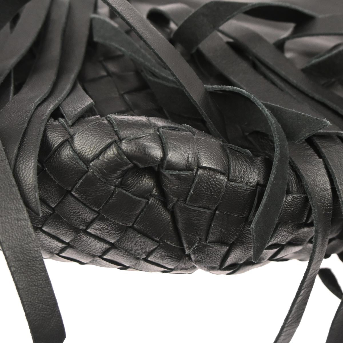 Bottega Veneta Black Intrecciato Fringe Tote Bag