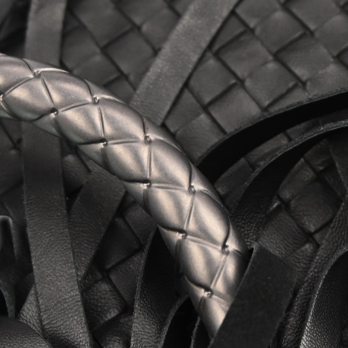 Bottega Veneta Black Intrecciato Fringe Tote Bag