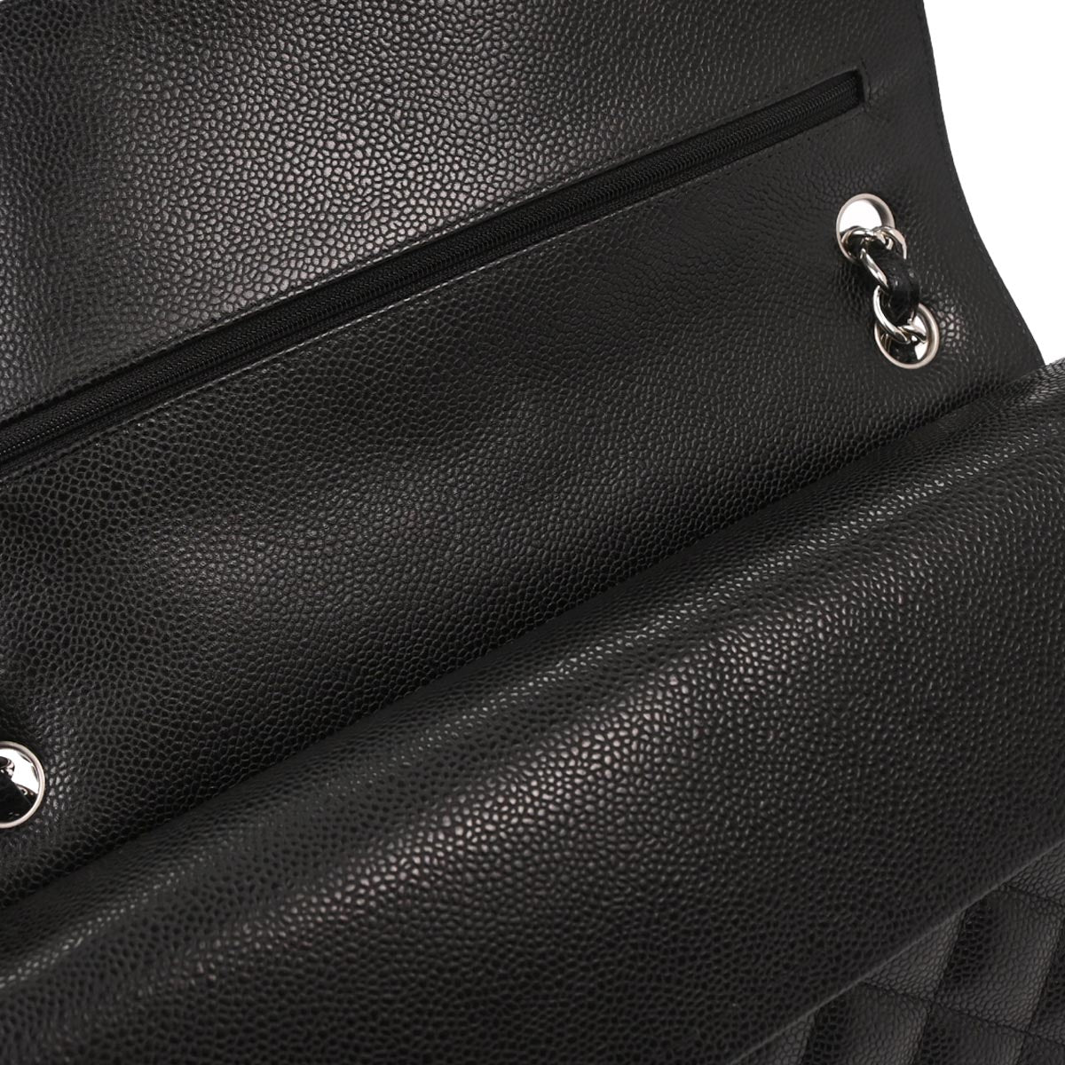 Chanel 2016-2017 Black Caviar Skin Jumbo Classic Double Flap Shoulder Bag