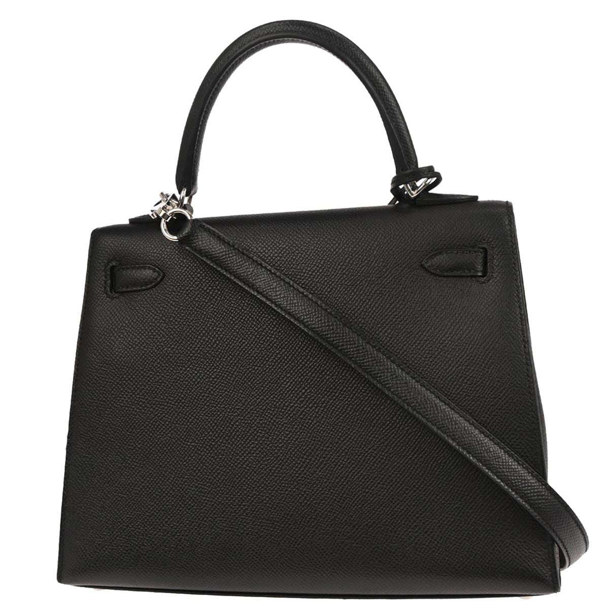 Hermes Black Epsom Kelly 25 Sellier 2way Shoulder Handbag