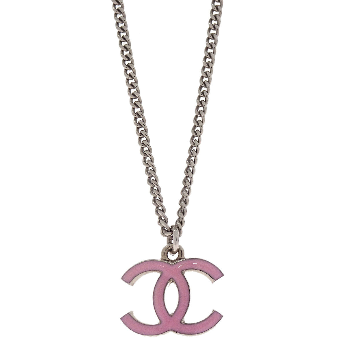 Chanel CC Chain Necklace Pendant Silver Costume Pearl C19C