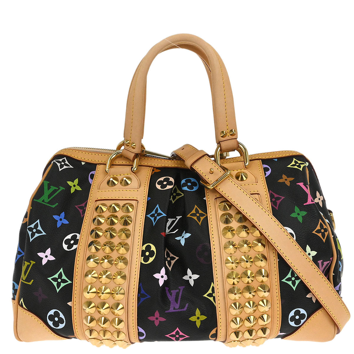 Louis Vuitton Black Multicolor Courtney MM Shoulder Handbag M45642
