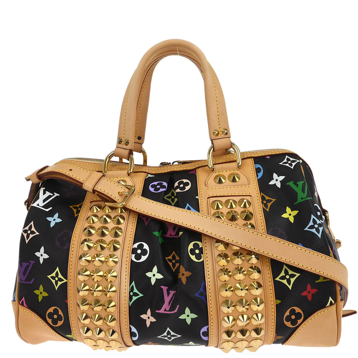 Louis Vuitton Black Multicolor Courtney MM Shoulder Handbag M45642