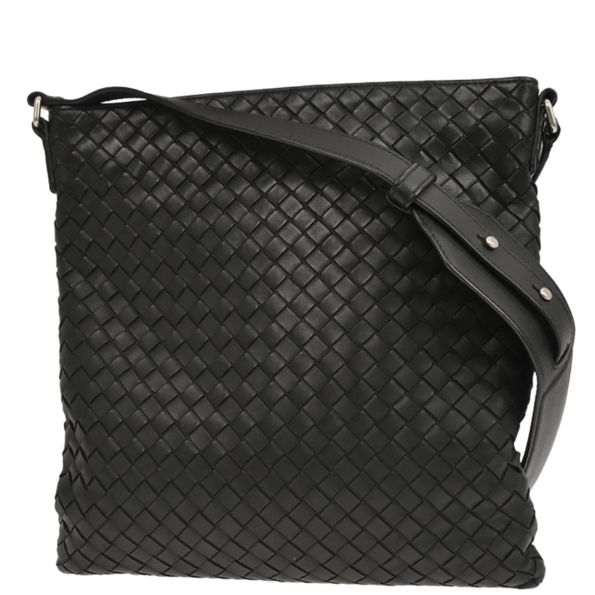 Bottega Veneta Black Lambskin Intrecciato Shoulder Bag