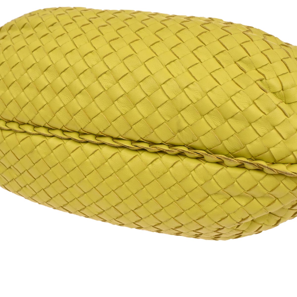 Bottega Veneta Yellow Lambskin Intrecciato Hobo Handbag