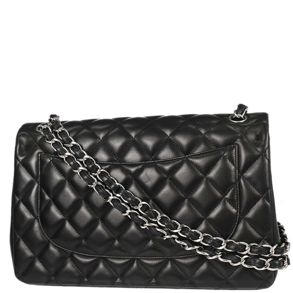 Chanel Black Lambskin Jumbo Classic Double Flap Shoulder Bag