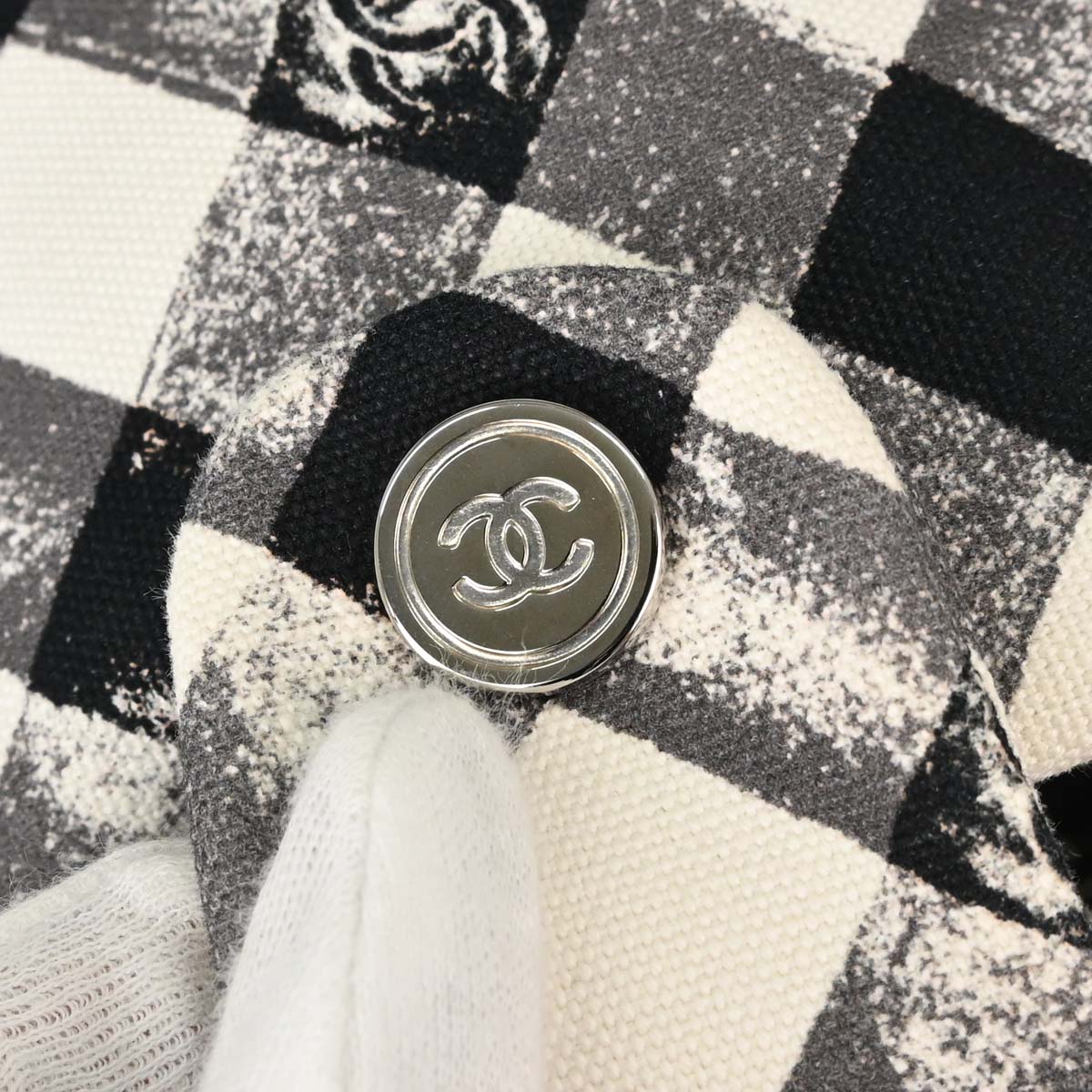 Chanel 2011 Black White Canvas Gingham Check Tote Handbag