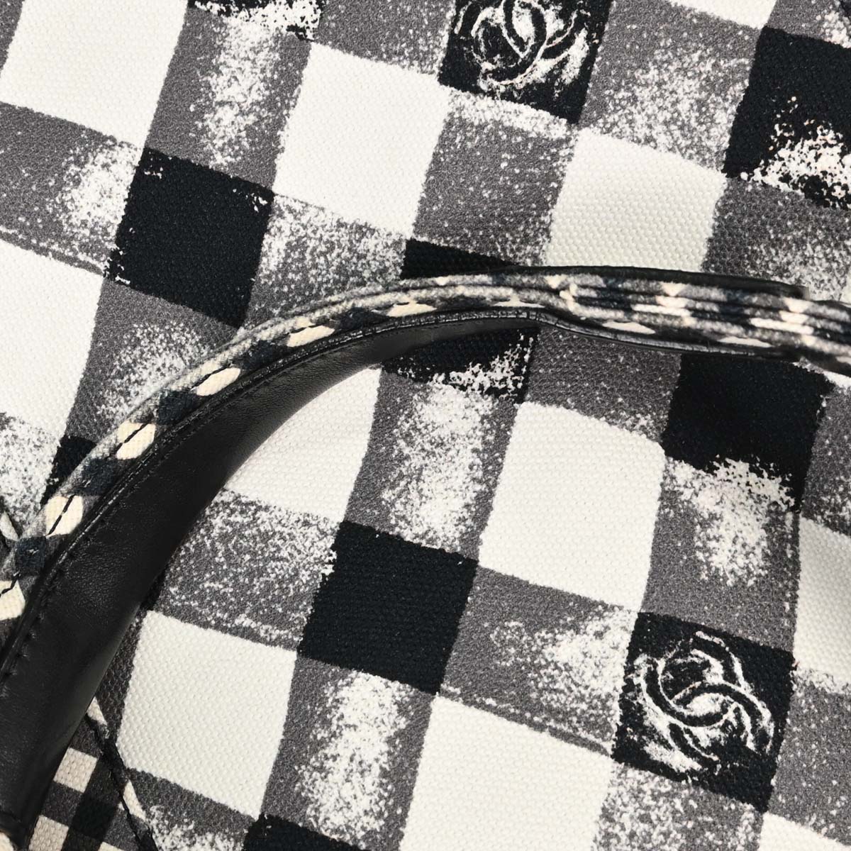 Chanel 2011 Black White Canvas Gingham Check Tote Handbag