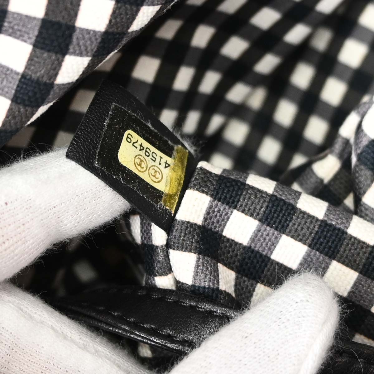 Chanel 2011 Black White Canvas Gingham Check Tote Handbag