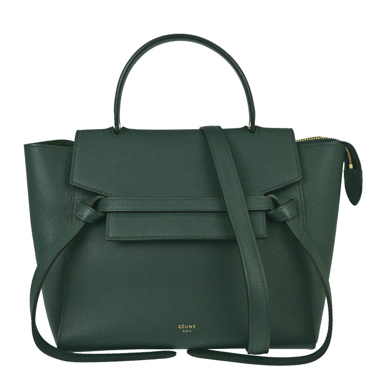 Celine Green Leather Belt Bag Micro 2way Handbag