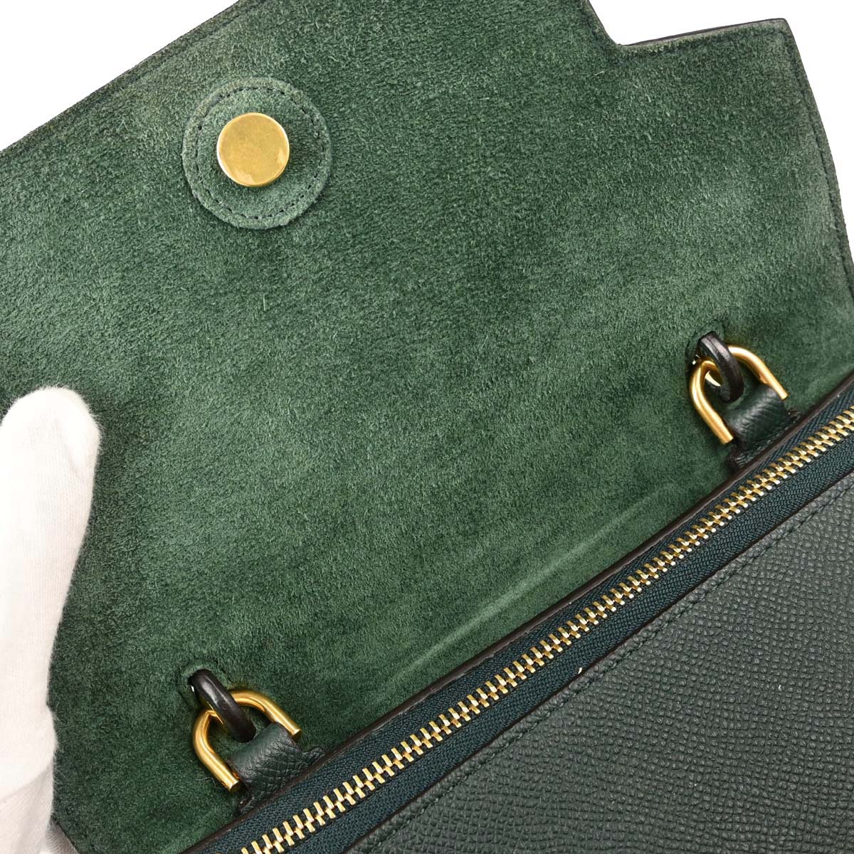 Celine Green Leather Belt Bag Micro 2way Handbag