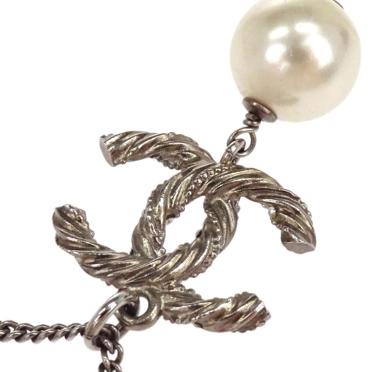 Chanel Rhinestone Costume Pearl Gold CC Pendant Necklace C14V