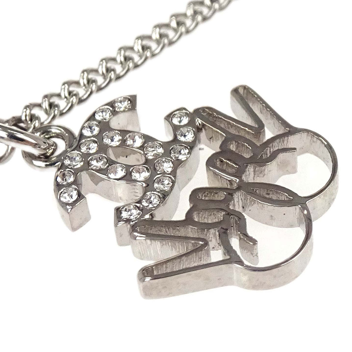 Chanel CC Chain Necklace Silver Rhinestone B16K