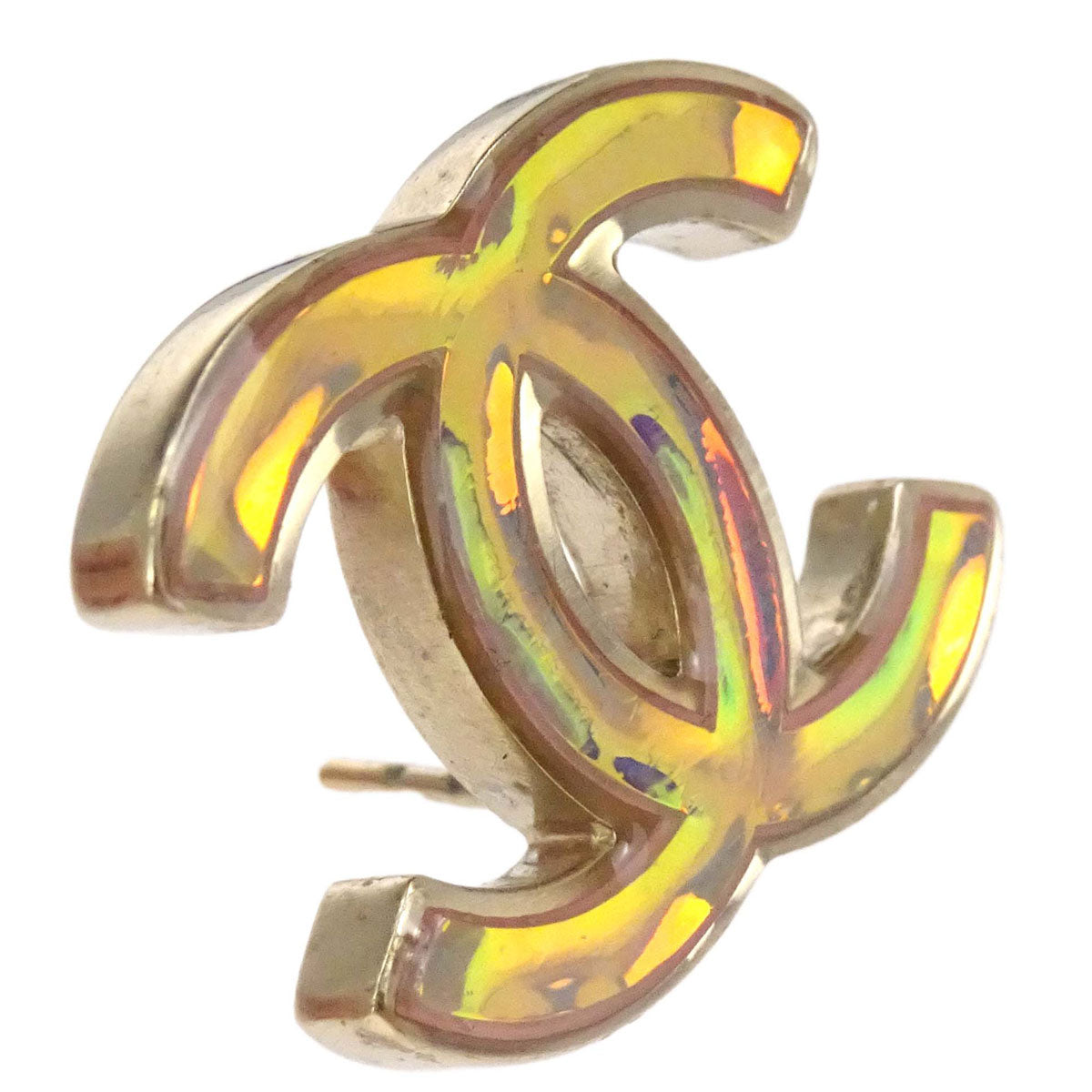 Chanel Pierced Earrings CC Gold B14K