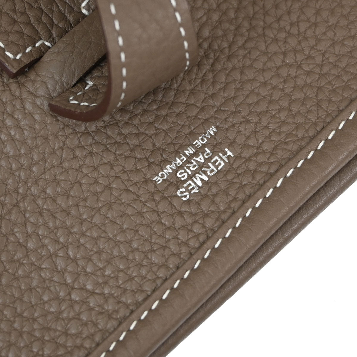 Hermes Etoupe Taurillon Clemence Evelyne 3 29 PM Shoulder Bag