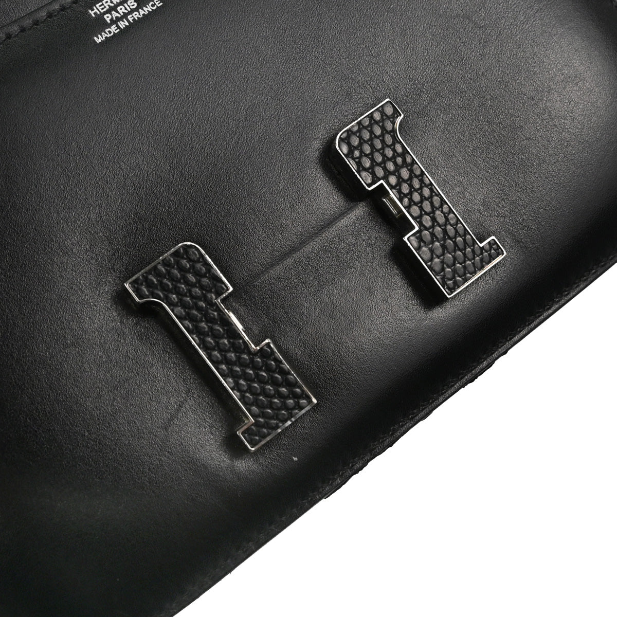 Hermes * Black Box Calf Lizard Constance 18 Shoulder Bag