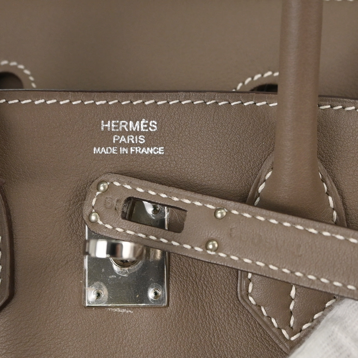 Hermes Etoupe Gray Swift Birkin 25 Handbag