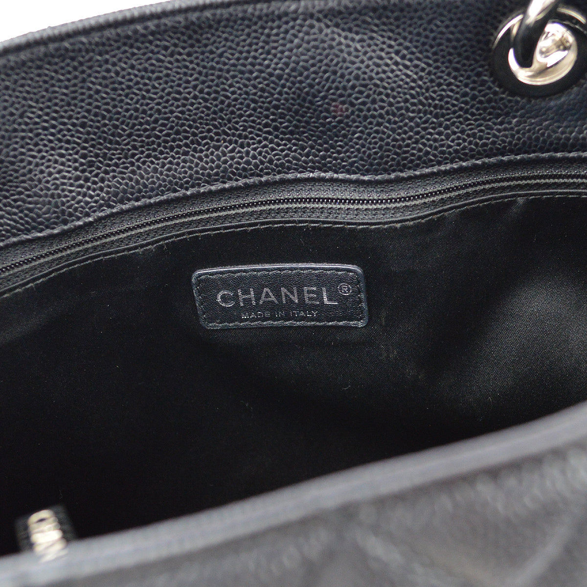 Chanel 2012 Black Caviar Grand Shopping Tote GST Chain Handbag
