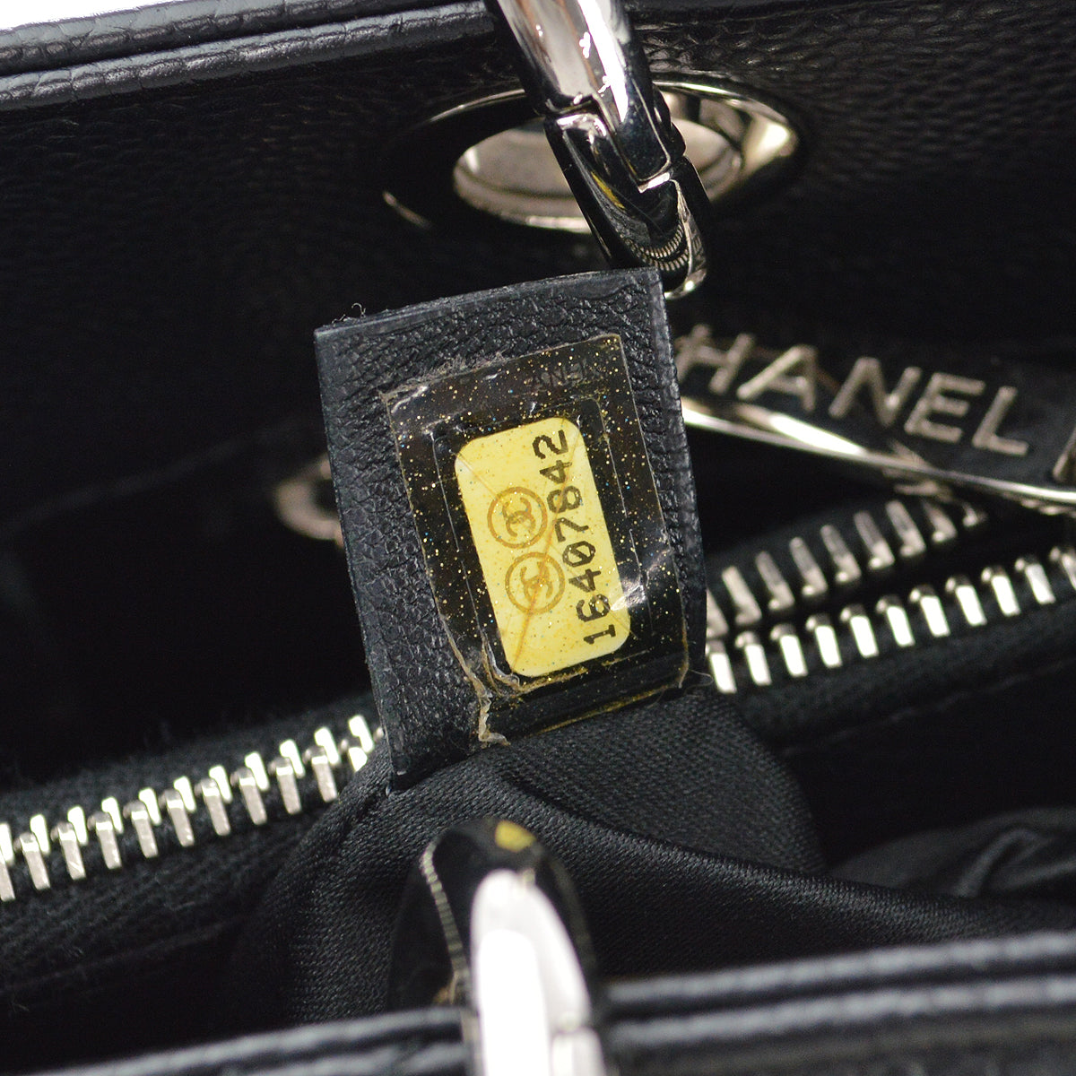 Chanel 2012 Black Caviar Grand Shopping Tote GST Chain Handbag
