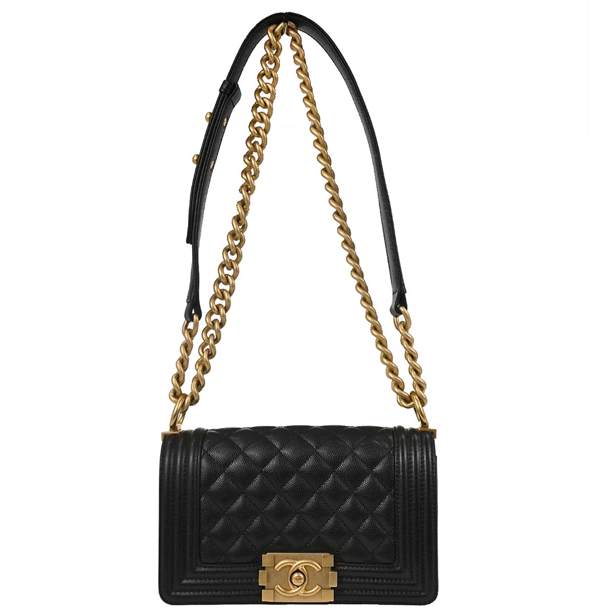 Boy Chanel Black Caviar Skin Small Chain Shoulder Bag
