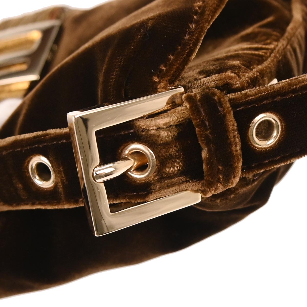 Fendi Brown Velvet Baguette Handbag