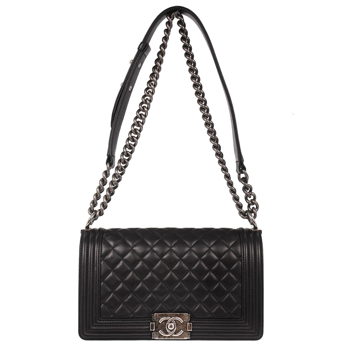 Boy Chanel 2017 Black Lambskin Medium Shoulder Bag