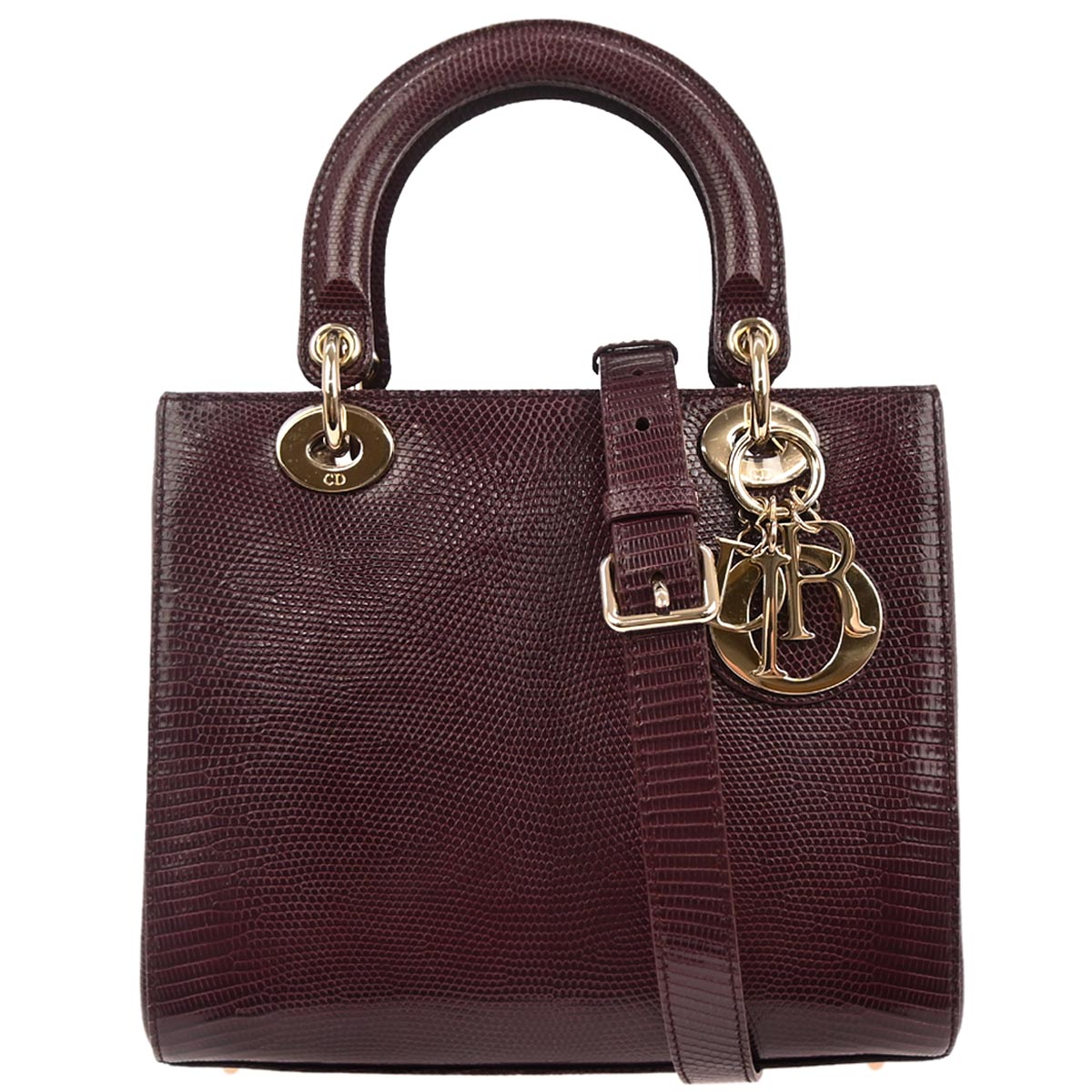 Christian Dior *Purple Lizard Medium Lady Dior 2way Shoulder Handbag