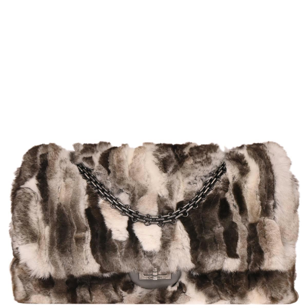 Chanel * Brown Orylag Fur 2.55 Classic Double Flap Shoulder Bag