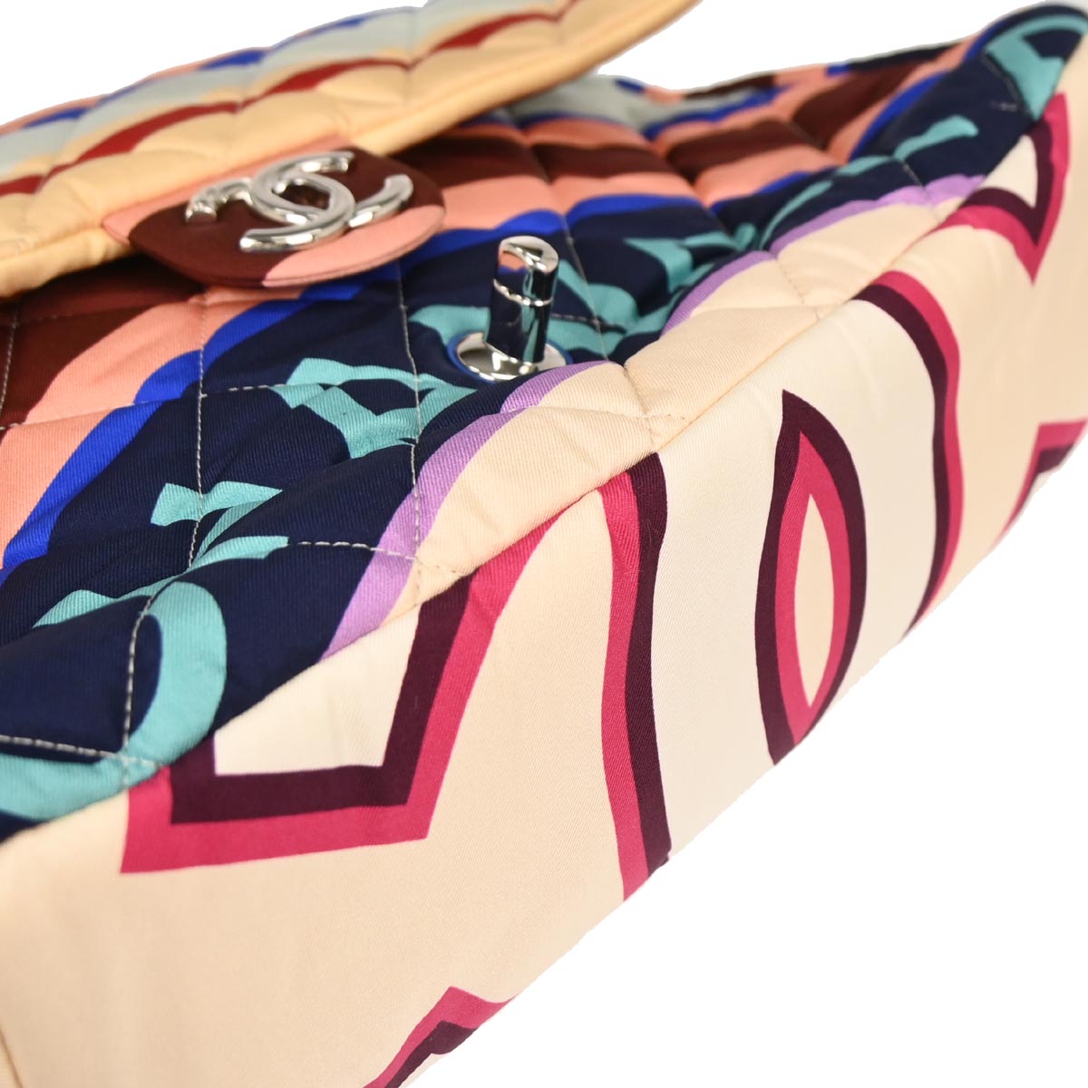 Chanel Multicolor Satin XXL Quilted Printed 2way Shoulder Handbag