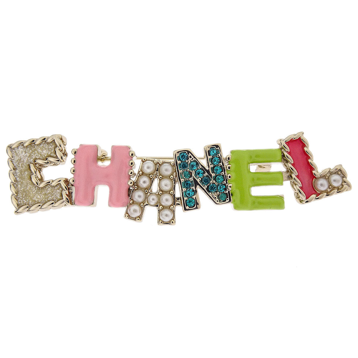 Chanel Brooch Pin Rhinestone Costume Pearl Gold A17C
