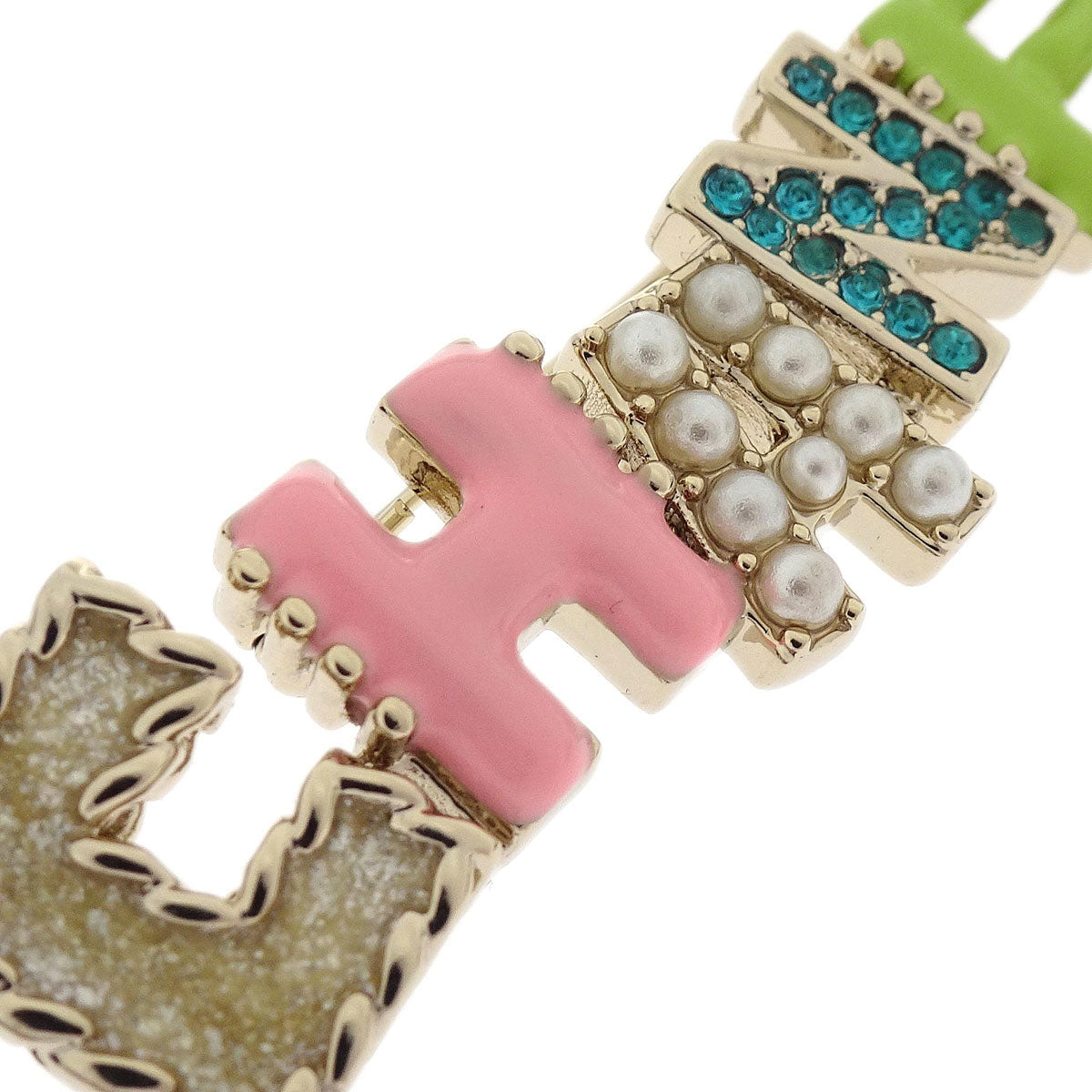 Chanel Brooch Pin Rhinestone Costume Pearl Gold A17C