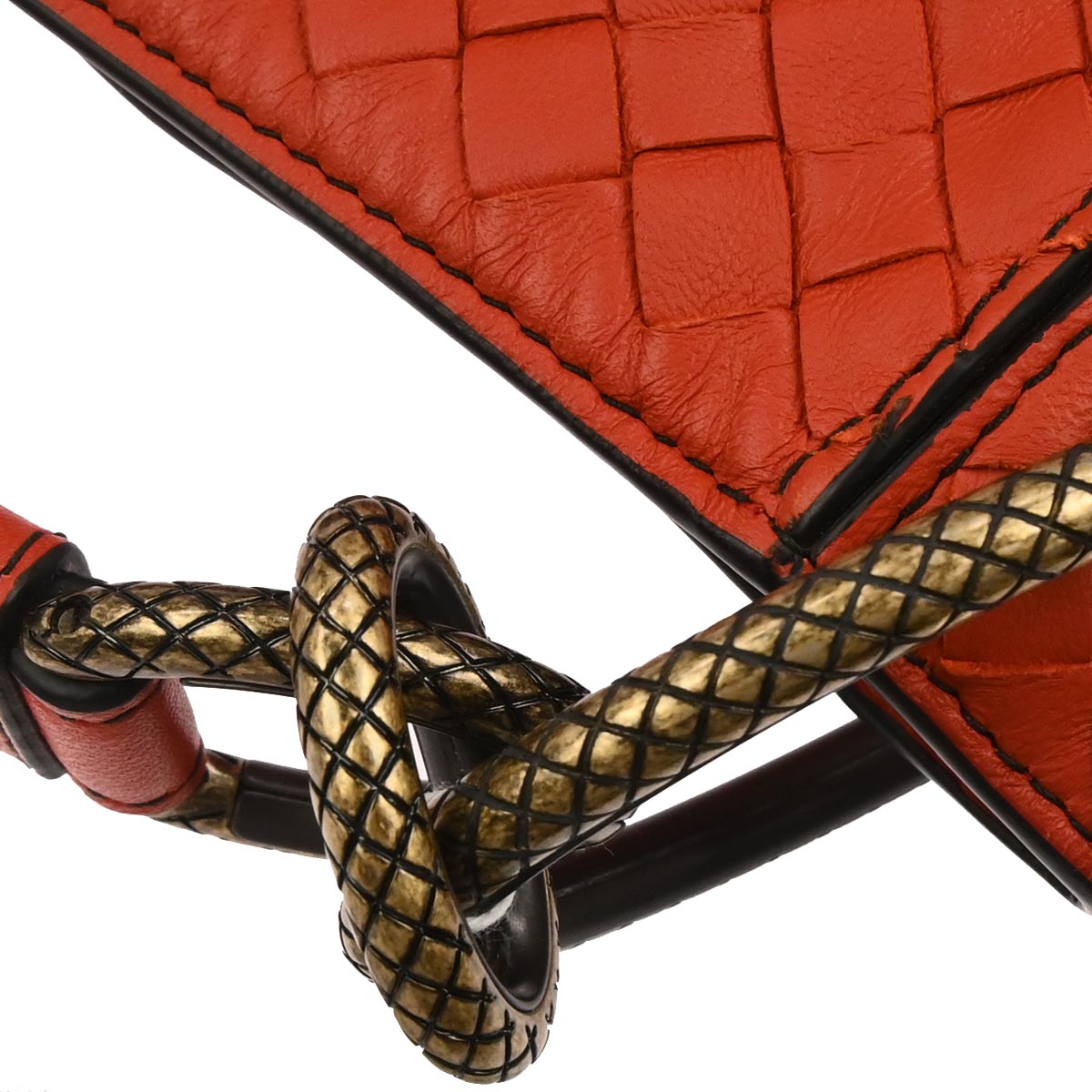 Bottega Veneta Red Lambskin Intrecciato Handbag