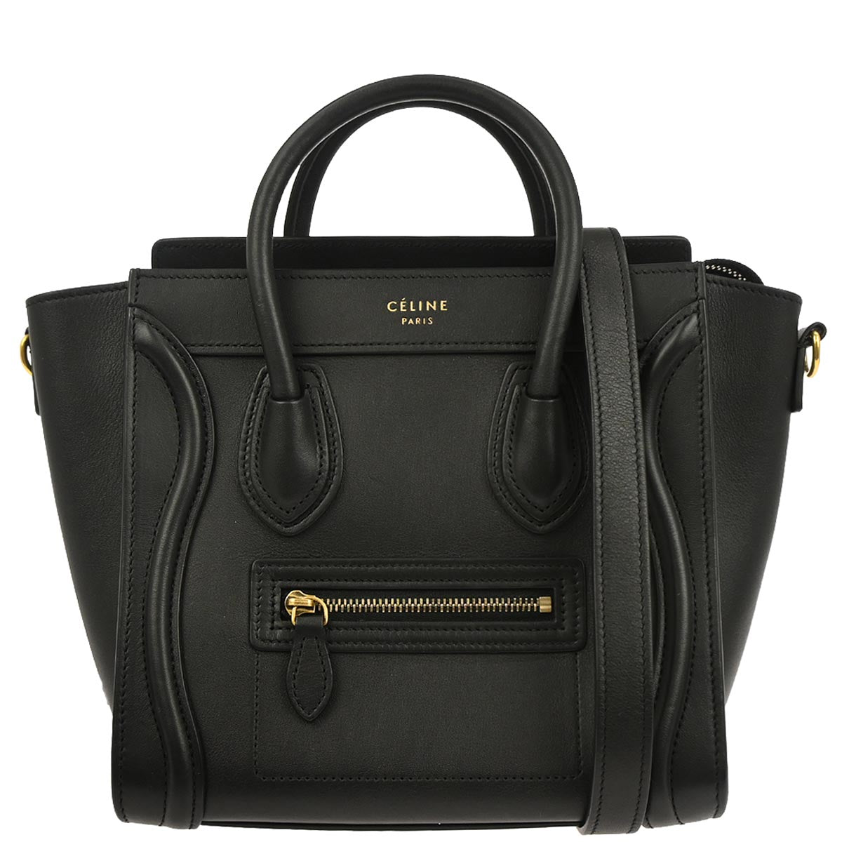 Celine Black Nano Luggage 2way Shoulder Tote Bag