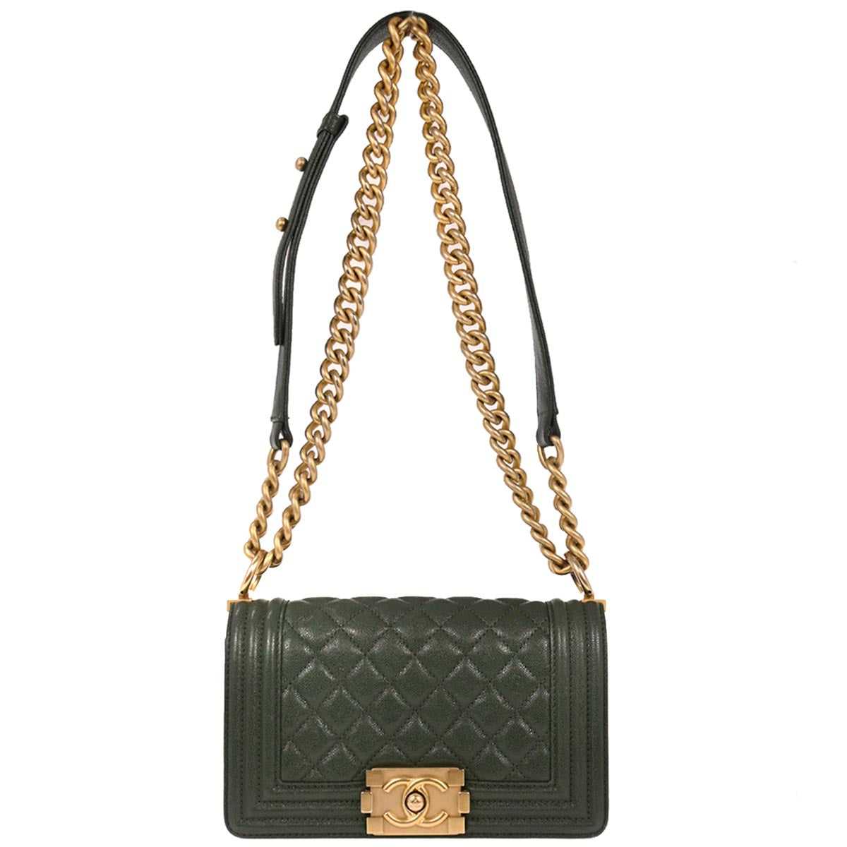 Boy Chanel 2018-2019 Green Caviar Skin Small Chain Shoulder Bag