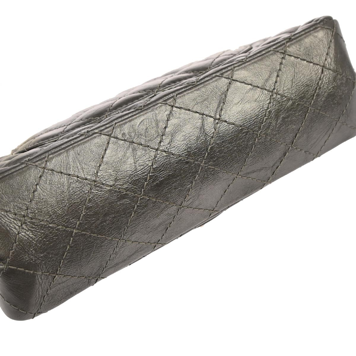 Chanel 2017-2018 Silver Calfskin 2.55 Medium Classic Double Flap Shoulder Bag