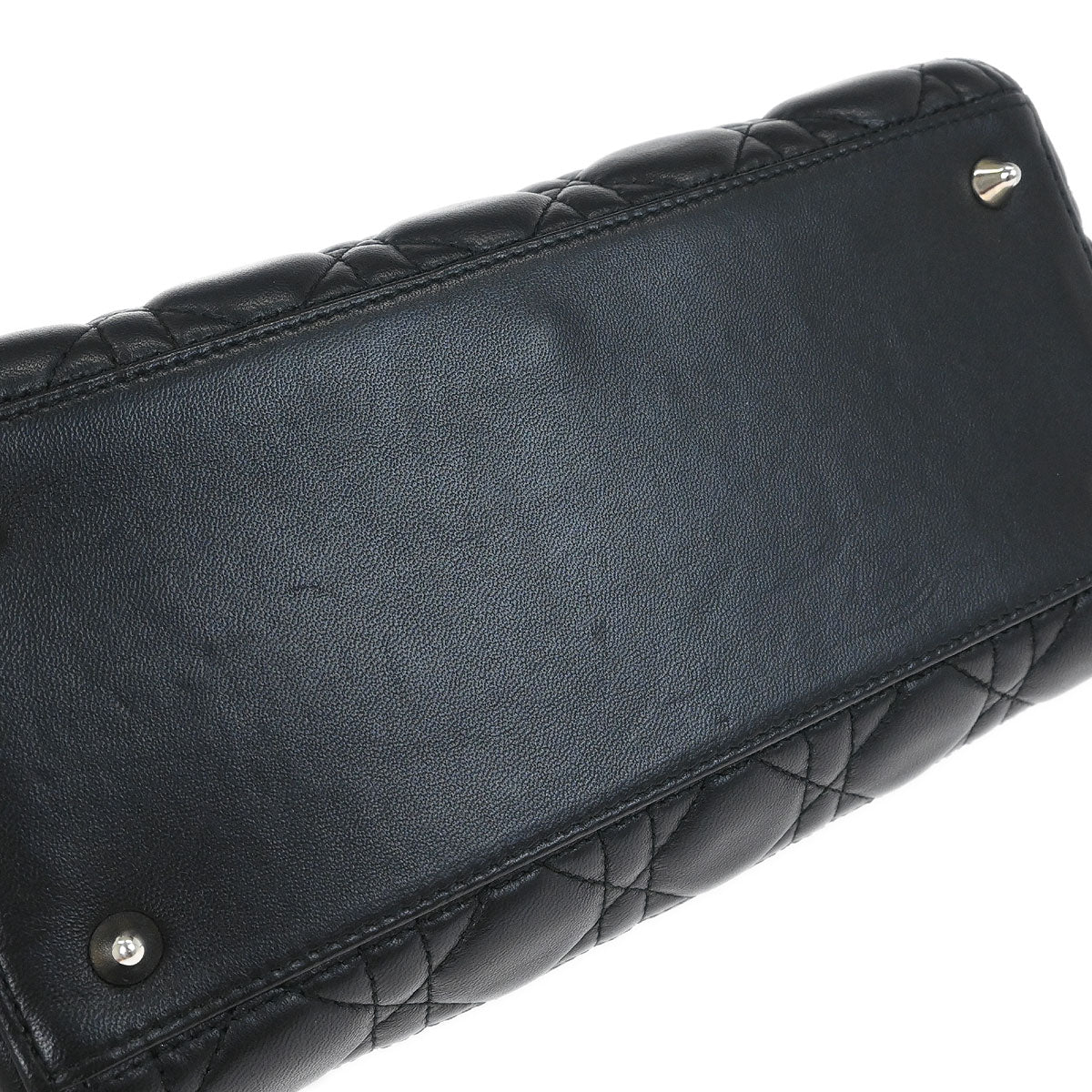 Christian Dior Black Lambskin Lady Dior Cannage 2way Shoulder Handbag