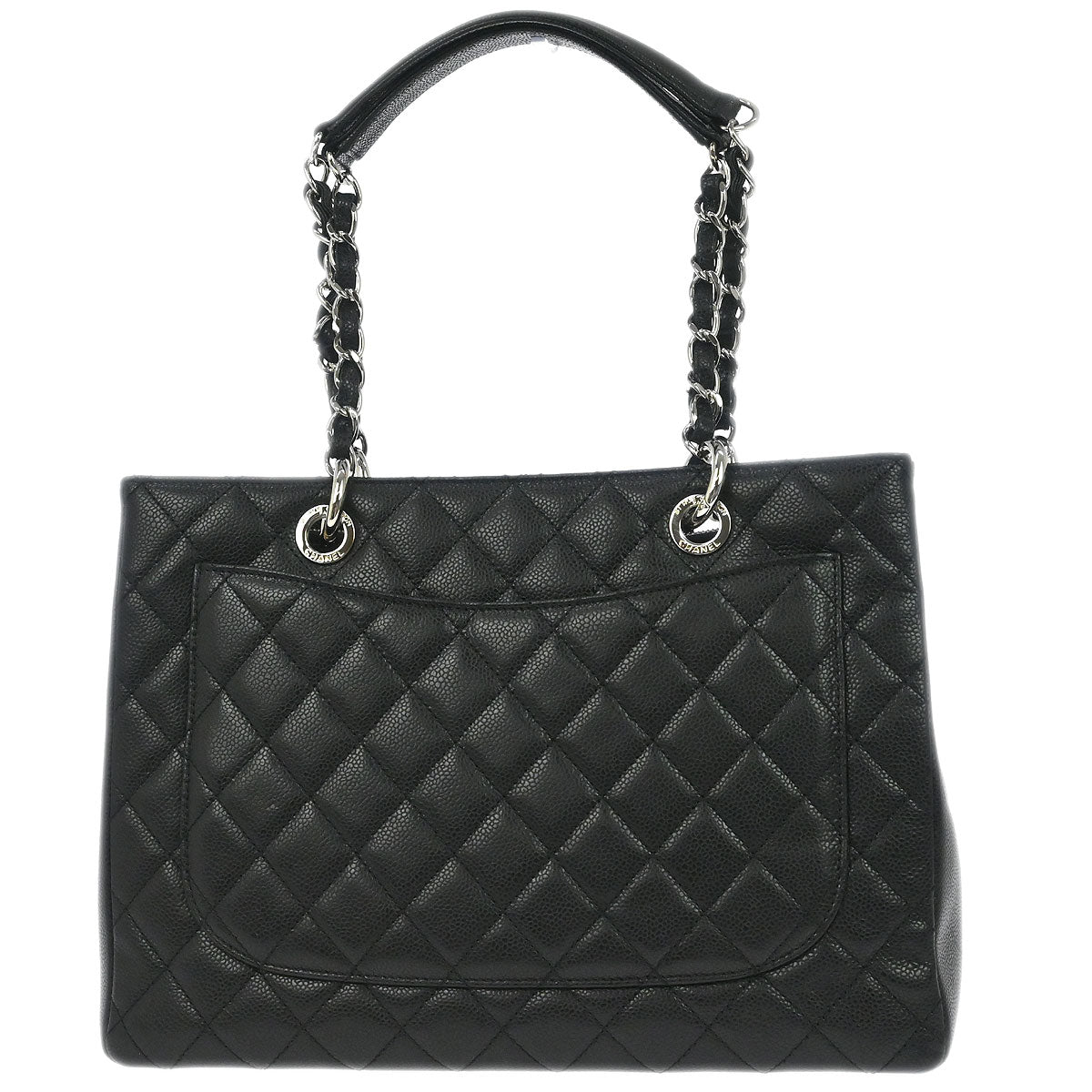 Chanel Black Caviar Skin Grand Shopping Tote GST Chain Handbag