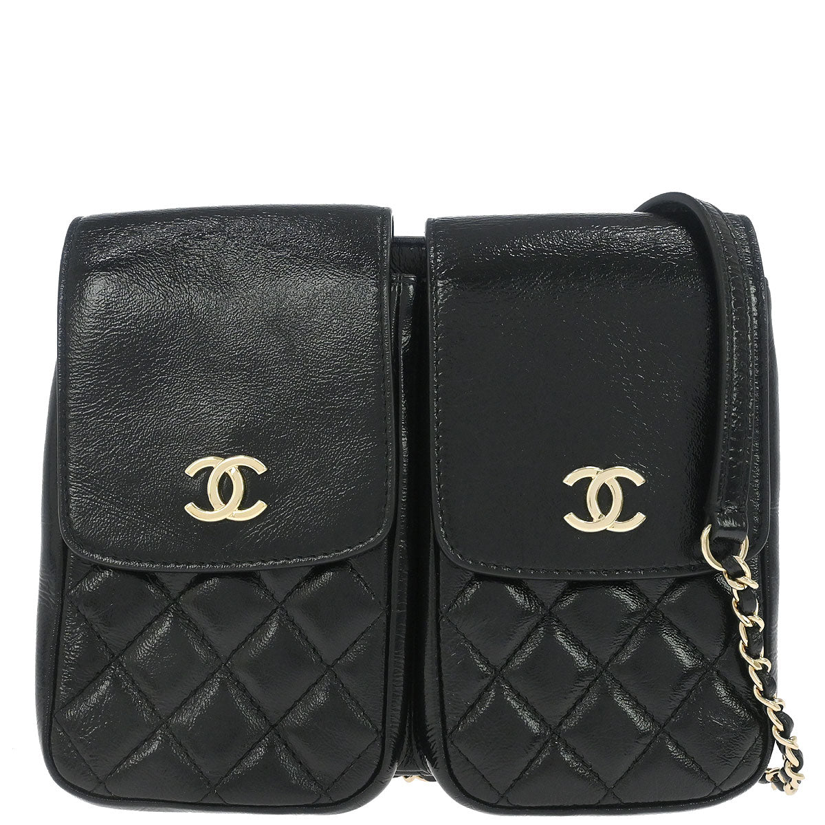 Chanel 2019 Black Calfskin Double Pocket Flap Shoulder Bag